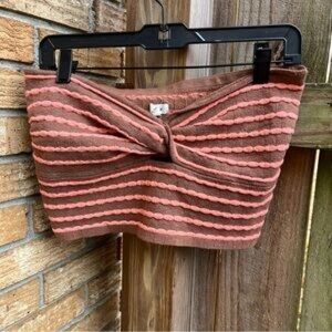 Striped Twist-Front Tube Top - Brown & Pink